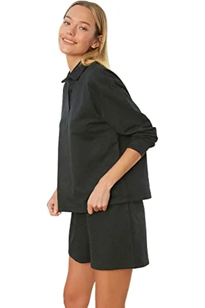 Trendyol Damen Polo Collar Knitted Kit Pajama Set, , L EU