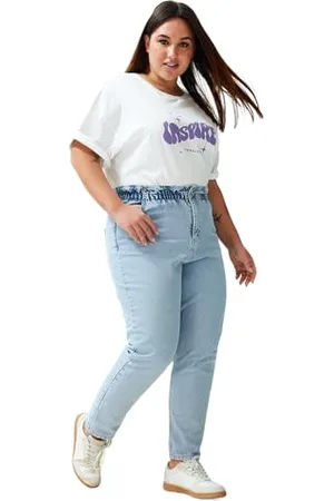 Trendyol Damen, hohe Taille, lockere Übergröße Jeans, , 46 Plus