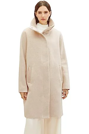 TOM TAILOR Damen 1038678 Mantel mit Stehkragen, 33755-bisque Melange, L