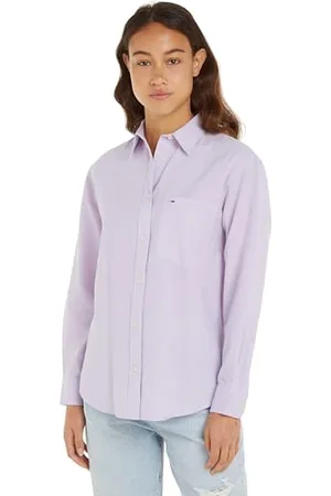 Tommy Hilfiger Damen Bluse Boyfriend Fit, Violett (Lavender Flower), XS