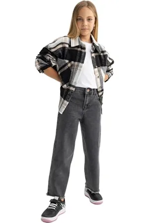 DeFacto Mädchen Jeans für Teenager - Trendige Mädchen Jeanshosen Cargohosen Wide Leg