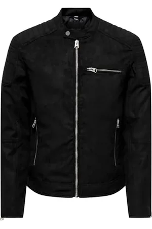 Only & Sons Herren Onsgus Faux Suede Racer Jacket OTW Noos, Black, x_s