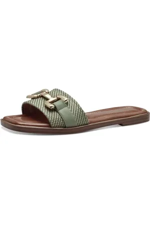 Tamaris Damen Mules Pantoletten Textil Blockabsatz Sommer; /grün; 38 EU