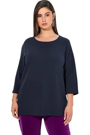 Ulla Popken Damen große Größen Übergrößen Plus Size Sweatshirt, Querrippen, Rundhals, 3/4-Arm