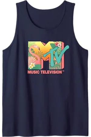 MTV Tropical Pink Flamingo Style Logo Tank Top