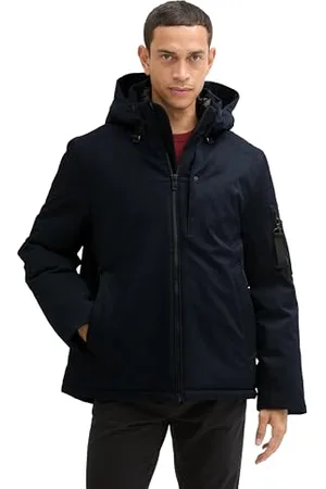TOM TAILOR Herren 1042206 Gefütterte Jacke mit Abnehmbarer Kapuze, 36462-Sky Captain Melange, M