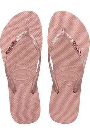 Havaianas Damen Slim Logo Metallic Flip Flops, Crocus Rose Aprikosenrot, 33/34