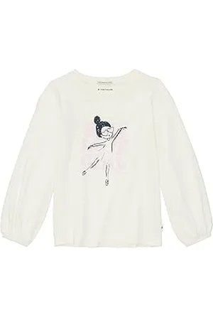 TOM TAILOR Mädchen 1037411 Langarmshirt mit Ballerina-Print, 12906-Wool White, 92/98