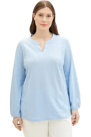 TOM TAILOR Damen Plussize Basic Bluse mit Streifen, , 50
