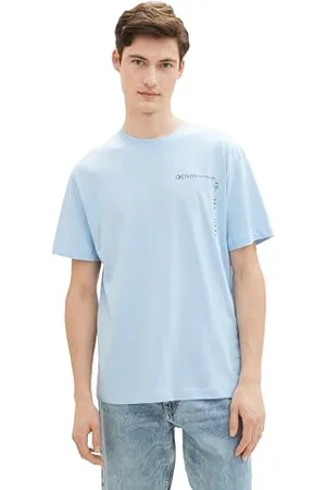 TOM TAILOR Herren Basic Crew-Neck T-Shirt mit Foto-Print, , L