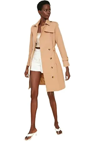 Trendyol Damen Archbreaker Detailed Long Trench Coat, Camelfarben, 36 EU