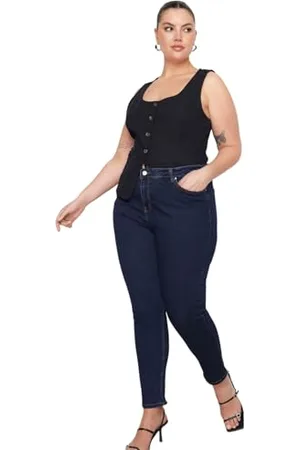 Trendyol Damen Plus Size High Waist Plus Size Jeans, , 46 Gro e Gr en EU