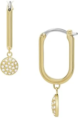 Fossil Creolen-Ohrringe Sadie Glitz Disc für Damen Edelstahl goldfarben, JF04546710