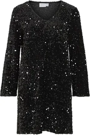 VILA Vifaith V-Neck L/S Sequin Dress/Vol