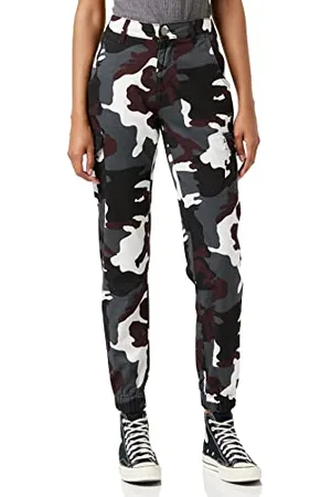 Urban classics Damen Ladies High Waist Camo Cargo Pants Hose, Mehrfarbig (Wine 02244), 29