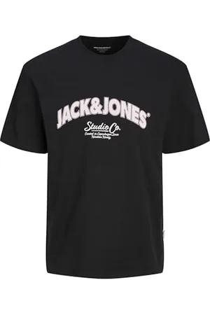 JACK & JONES Herren Shirt Kurzarmshirt T-Shirt Arch Big Tee Crew Neck, Farbe: , Artikel:-Black, Größe:L