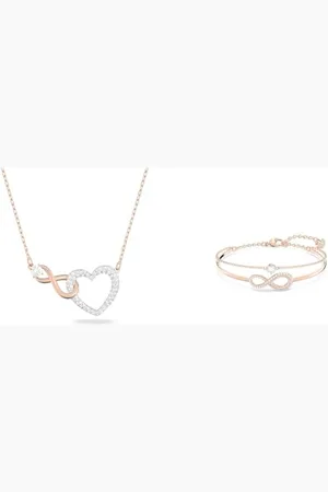 Swarovski Infinity Halskette, Unendlichzeichen und Herz, , Metallmix & Infinity Armreif, Unendlichkeit, , Roségold-Legierungsschicht