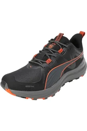 PUMA Unisex Reflect Lite Trail Road Running Shoe, Black-Flame Flicker, 38.5 EU