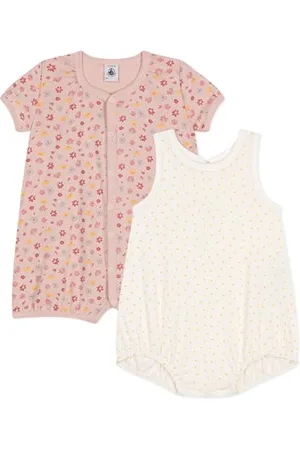 Petit Bateau Baby-Mädchen A09QL Kurzer Nachtoverall, , 12 Mois (2er Pack)