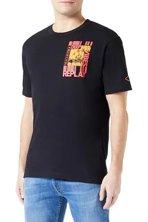 Replay Herren T-Shirt Kurzarm aus Baumwolle, (Schwarz), M