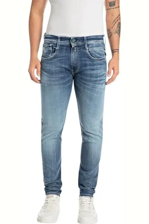 Replay Herren Jeans Anbass Slim-Fit, Blau , 36W / 32L