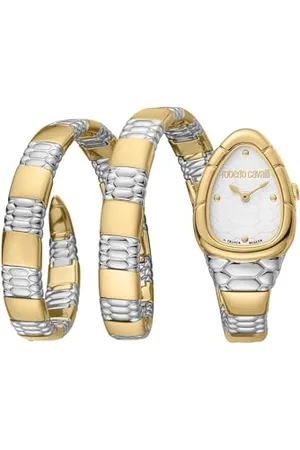 Roberto Cavalli Damen Analog Quarz Uhr mit Edelstahl Armband RV1L186M0051