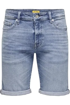 Only & Sons Herren Jeans Shorts ONSPly Denim Bermuda mit Aufschlag 22028772 Medium Blue Denim XL