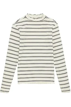 TOM TAILOR Mädchen 1038112 Langarmshirt mit Rippstruktur & Streifen, 33823-offwhite Purple Stripe, 128