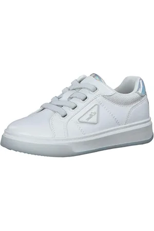 QS by s.Oliver Mädchen Sneaker mit Breiten Schnürsenkeln Flach, Weiß (White/Silver), 32