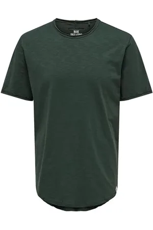 Only & Sons Herren O&S Rundhals T-Shirt Langes Einfarbiges Kurzarm Shirt Basic Shortsleeve aus Baumwolle ONSBENNE, Farben: , Größe:S