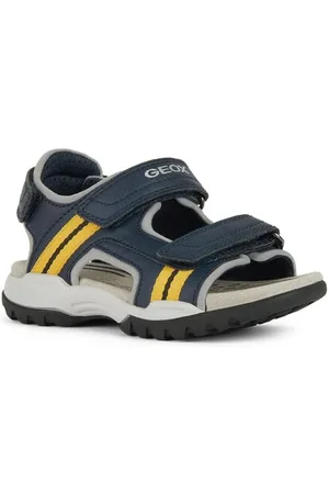 Geox J Borealis Boy A Sandal, Navy/OCHREYELLOW, 26 EU