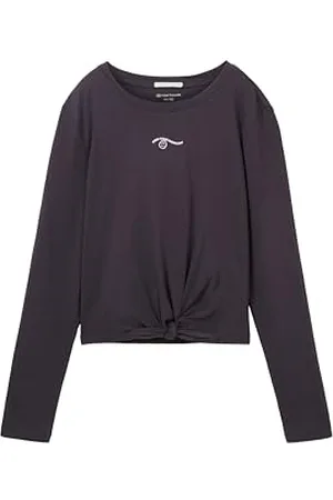 TOM TAILOR Mädchen 1037708 Langarmshirt mit Knoten, 29476-coal Grey, 128
