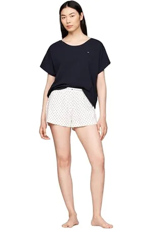 Tommy Hilfiger Damen Pyjama-Set Jersey mit Stretch, Mehrfarbig (Desert Sky/Star Ancient White AOP), XL
