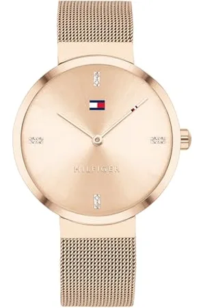 Tommy Hilfiger Analog Quarzuhr für Damen mit Rotgoldfarbenes Edelstahl-Mesh-Gliederarmband - 1782218