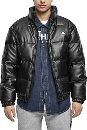 Southpole Herren Imitation Leather Bubble Jacket Jacke, Black, L