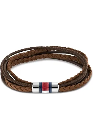 Tommy Hilfiger Jewelry Geflochtenes Lederarmband für Herren Braune Farbe - 2790425