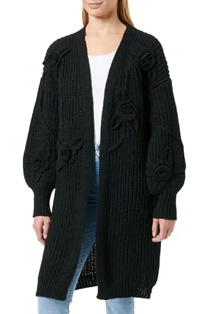 Faina Damen Mittlere Länge dreidimensionale Blume gehäkelte Strickjacke Größe XS/S