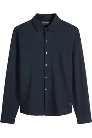 Marc O’ Polo Marc OߴPolo Herren Langarm-Poloshirt mit Kentkragen Regular Fit, Blau (Dark Navy), XXL
