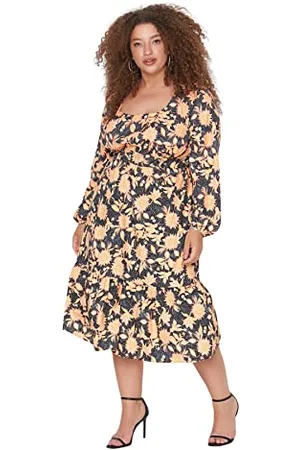 Trendyol Damen Blumenmuster Kleid Business Casual Dress, , 36 EU