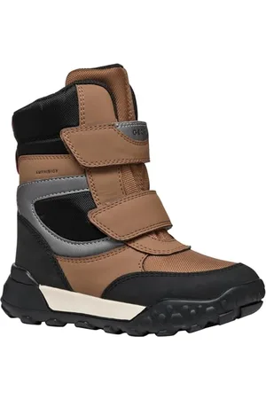 Geox J TREKKYUP Boy B ABX Snow Boot, Tobacco/DK Silver, 32 EU