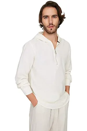 Trendyol Herren Mannelijke normale pasvorm halve pat {tijger met capuchon overhemd Shirt, , XL EU