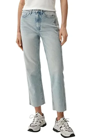 QS by s.Oliver Damen Jeans-hose 7/8, Jeans Hose 7 8 Karolin Straight Leg, Blau, 34 EU