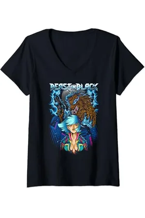 Beast In Black Damen Moonlight Rendezvous T-Shirt mit V-Ausschnitt
