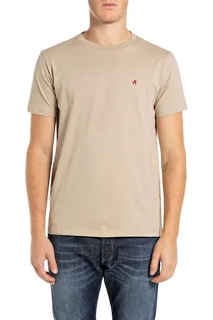 Replay Herren T-Shirt Kurzarm Basic, Grau (Light Taupe 803), S