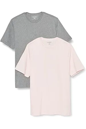 Amazon Herren Kurzärmeliges T-Shirt mit Rundhalsausschnitt aus Baumwolle – Regular Fit, 2er-Pack, , S