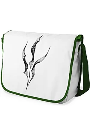 Bonamaison Le Jardin du Lin Digital Bedruckte Messenger Schultaschen mit Khaki Riemen für Mädchen und Jungen, Zurück zur Schule, Kuriertaschen für Schüler, Umhängetaschen, Größe: 29x36 Cm