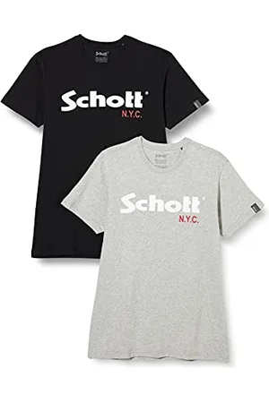 Schott NYC Herren Ts01mclogo T-Shirt 2er Pack, Black/H.Grey, S