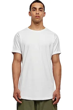 Urban classics Herren T-Shirt Long Shaped Turnup Tee, lässiges T-Shirt für Männer, in langem Schnitt, white, L