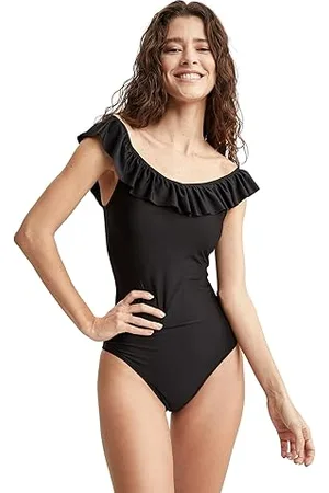 DeFacto Damen T3655AZ One Piece Swimsuit, Black, XS
