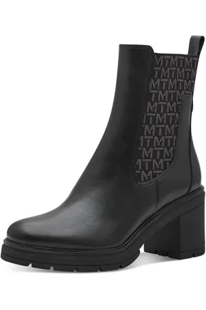 Marco Tozzi Damen Chelsea Boots aus Kunstleder mit Blockabsatz, Schwarz , 42 EU